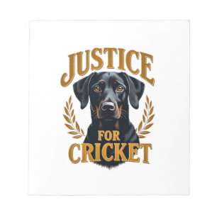 Bloc-note Justice pour Cricket Typographie Mémorial de Chien
