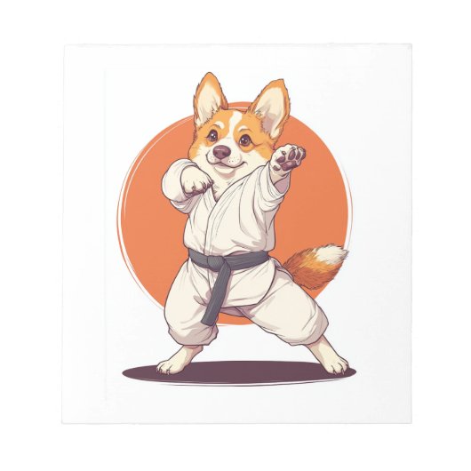 Bloc-note Karate Corgi � Chien d'Arts Martiaux (Devant)
