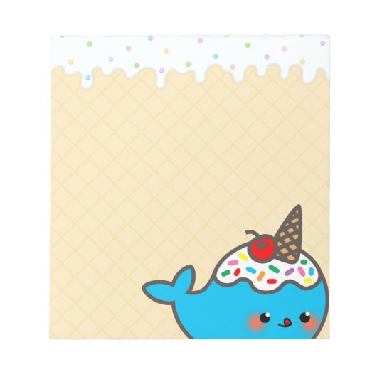 Bloc-note Kawaii Crème glacée Narwhal (Devant)