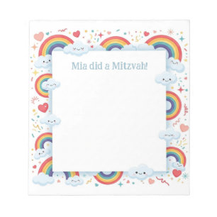 Bloc-note Kawaii Rainbows Personnalisé Mitzvah Notes Bloc-no