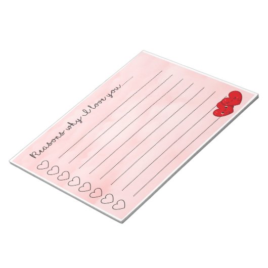 Bloc-note Kawaii raisons je t'aime message mignon (Incliné)
