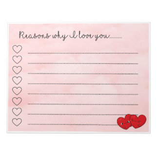 Bloc-note Kawaii raisons je t'aime message mignon