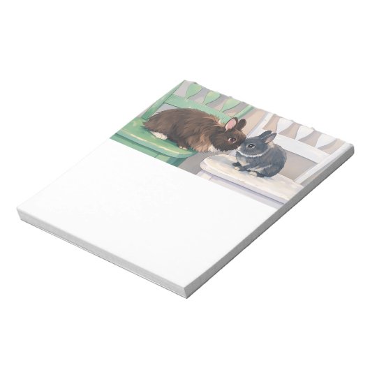 Bloc-note Kawaii Two Bunnies Notepad Cute Rabbit Art (Tourné)