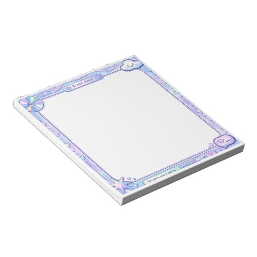 Bloc-note Kawaii Y2K Cyber Pastel Brain Dump Notepad Design (Incliné)
