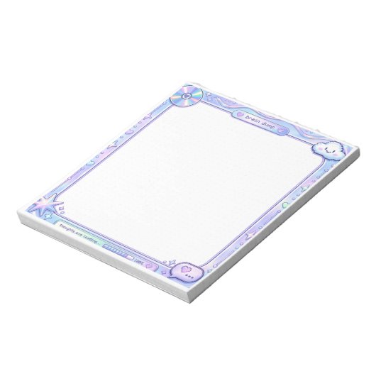 Bloc-note Kawaii Y2K Cyber Pastel Brain Dump Notepad Design (Tourné)