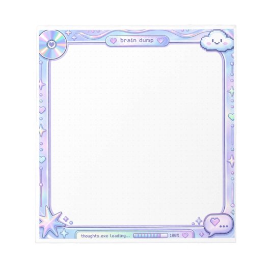 Bloc-note Kawaii Y2K Cyber Pastel Brain Dump Notepad Design (Devant)
