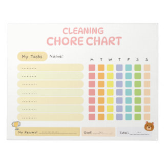 Bloc-note Kids Cleaning Chore Chart Weekly Reward Tracker