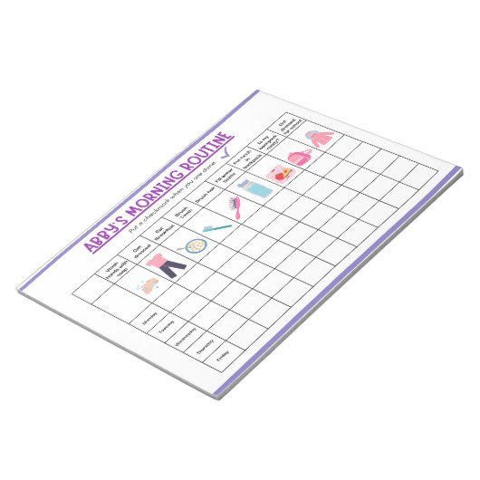 Bloc-note Kids Morning Routine Checklist with Cute Icons (Incliné)