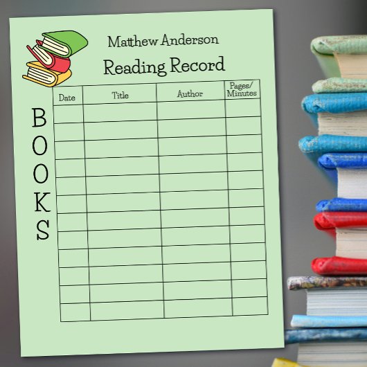 Bloc-note Kids Reading Record Homeschool Reading Books