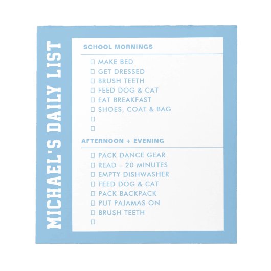 Bloc-note Kids Responsibility Getting Ready AM PM Checklist (Devant)