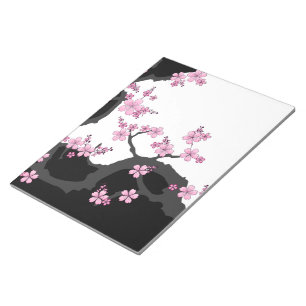 Bloc-note Kimono japonais Sakura noir et blanc