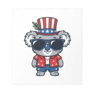 Bloc-note Koala patriotique style vintage vectoriel_1
