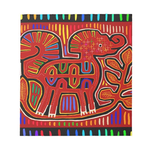 Bloc-note Kuna Indian Baby Elephant - Mola Folk Art (Devant)