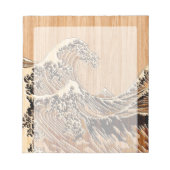 Bloc-note La grande vague de Hokusai en bambou en bois (Devant)