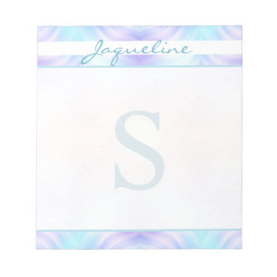 Bloc-note La lavande de turquoise ondule le monogramme