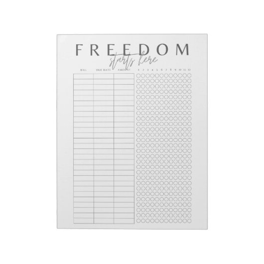Bloc-note La liberté commence ici | Simple Élégant Minimalis (Tourné)