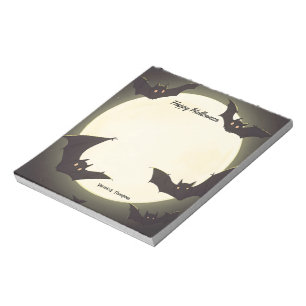 Bloc-note La Lune et les chauves-souris heureux Halloween