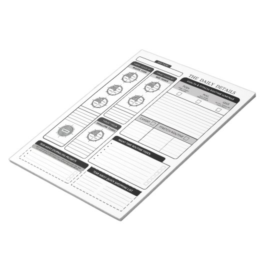 Bloc-note La page de support du planificateur de détails quo (Incliné)