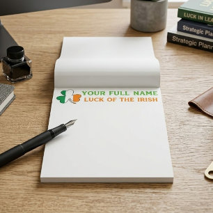Bloc-note La Saint-Patrick Drapeau Irlande Trèfle Nom Person