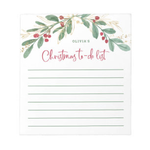 Bloc-note La verdure dorée  Liste des tâches de Noël