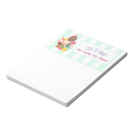 Bloc-note La vie est courte Manger plus de glace Crème (Tourné)