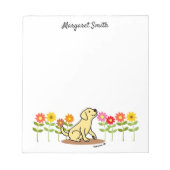 Bloc-note Labrador jaune personnalisé et vert et fleurs (Devant)