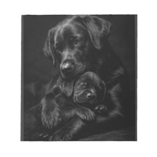Bloc-note Labrador noir, parent et enfant, Câlin d'amour
