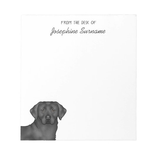 Bloc-note Labrador Retriever Lab noir Personnalisé Nom (Devant)