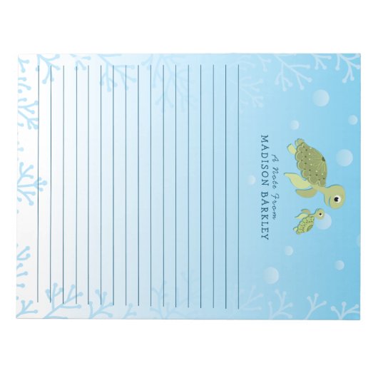 Bloc-note Lac Turtle Kid Cute Ocean Stationary Notepad (Devant)