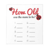 Bloc-note Ladybug Quel Âge Avait La Maman Jeu Feuille De Rép (Devant)