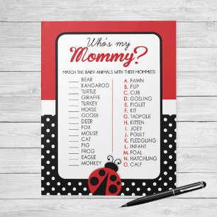 Bloc-note Ladybug Who's My Maman Baby Animal Shower Jeu