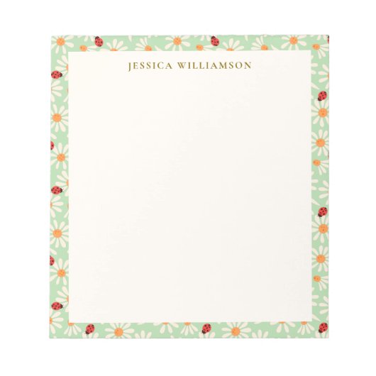 Bloc-note Ladybugs and Daisies Personalized Name (Devant)