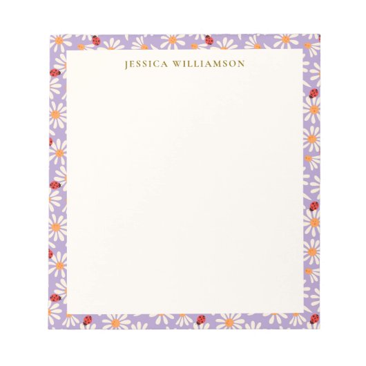 Bloc-note Ladybugs and Daisies Personalized Name (Devant)