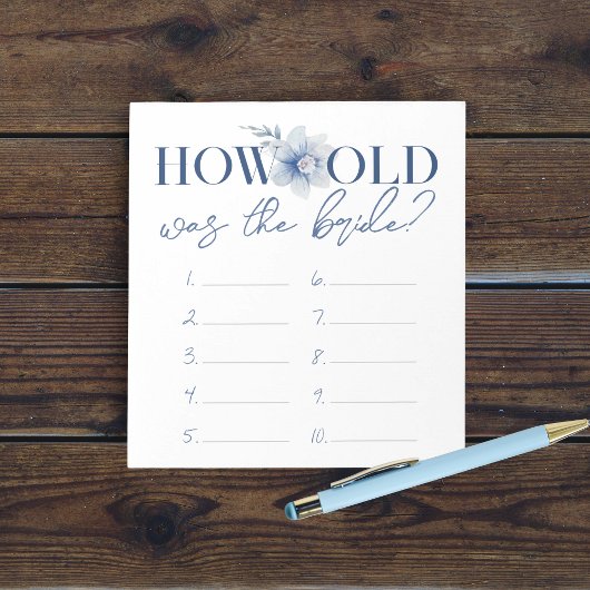 Bloc-note L'Âge De La Feuille De Réponse Du Jeu De Mariée