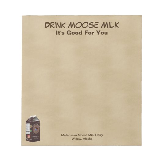 Bloc-note Lait d'orignal Matanuska (Devant)