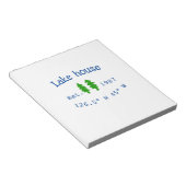 Bloc-note Lake house et. Date année coordonnées personnalisé (Incliné)