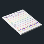 Bloc-note L'amour est Amour Arc-en-ciel Mariage gâteau Coeur<br><div class="desc">Le design de la tablette d'épicerie de style Liste présente une illustration originale d'une tranche de gâteau mariage arc-en-ciel et d'un coeur violet, avec LOVE dans une jolie police arc-en-ciel. Personnalisez simplement avec vos informations de mariage pour une faveur unique. De nombreux autres blocs-notes illustrés sont également disponibles dans cette...</div>