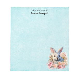 Bloc-note Lapin avec une guirlande de roses Mignon