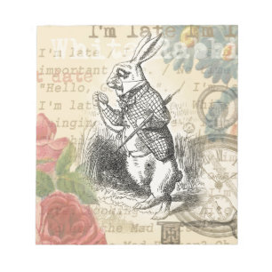 Bloc-note Lapin Blanc Alice au Pays des Merveilles Art