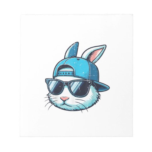 Bloc-note Lapin de Pâques Face Casquette de Baseball Lunette (Devant)