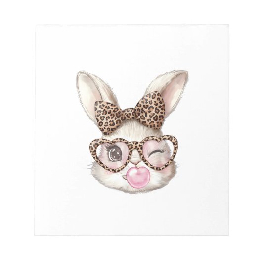 Bloc-note Lapin de Pâques Lunettes Mignonnes Léopard Lapin d (Devant)