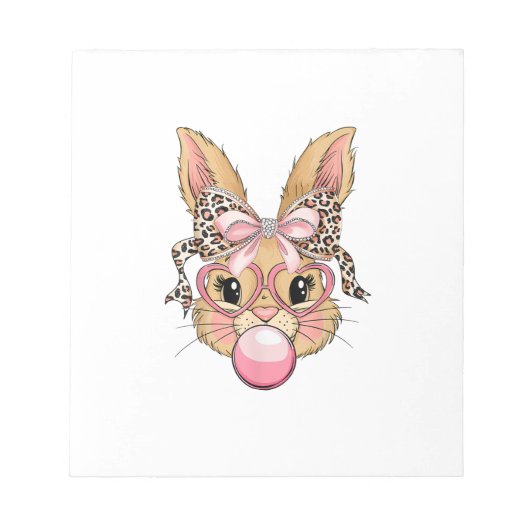 Bloc-note Lapin Mignon Visage de Lapin Lunettes de Léopard F (Devant)