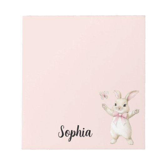 Bloc-note Lapin Papillon Blush Rose (Devant)