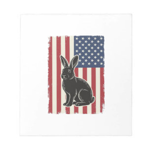 Bloc-note Lapin Patriotique Drapeau Américain Gravure Vintag