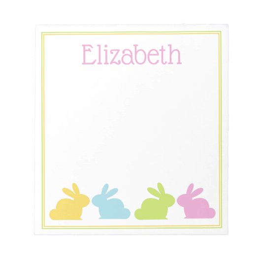 Bloc-note Lapin Personnalisé Rose Vert Bleu Jaune (Devant)