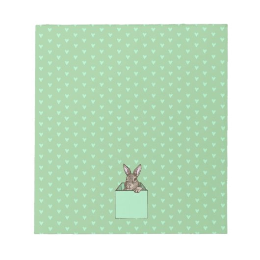 Bloc-note lapin vert dans une boîte (Devant)