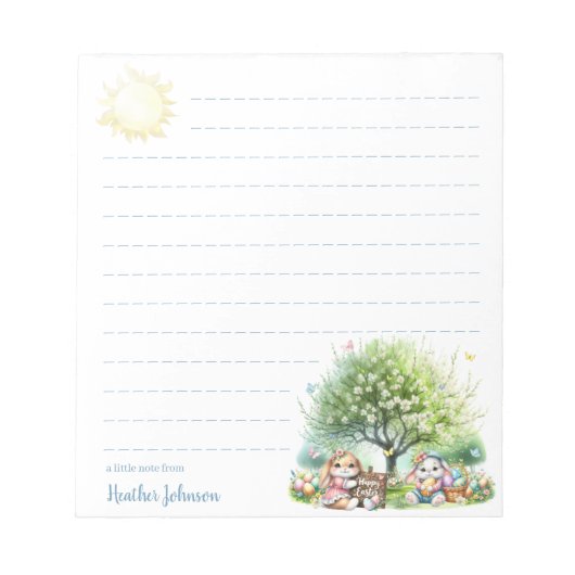 Bloc-note Lapins de Pâques mignons personnalisés (Devant)