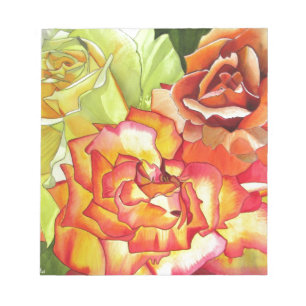 Bloc-note L'art de l'aquarelle aux roses orange et jaune