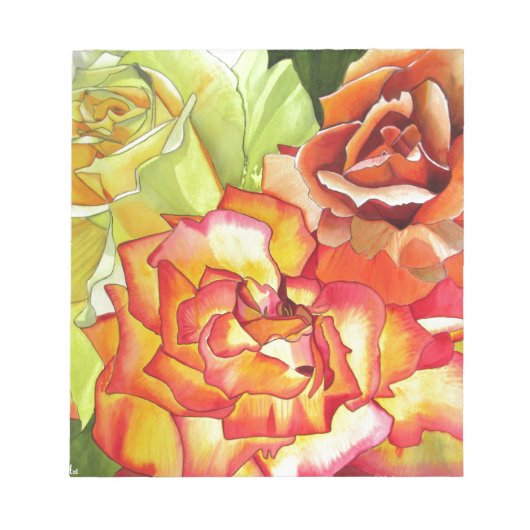 Bloc-note L'art de l'aquarelle aux roses orange et jaune (Devant)