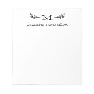 Bloc-note Laurel Premier Monogramme Personnalisé Blanc
